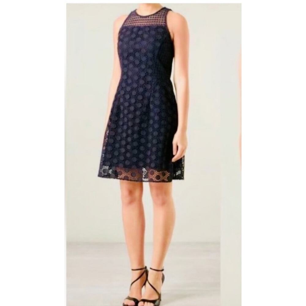 Tory Burch Hallie Embrodered Lace Honrycomb Eyelet A-Line Broderie Anglaise Sz 6